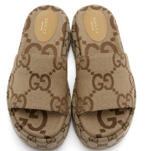 GUCCI Brown GG Angelina Sandals